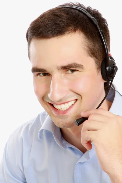 Operador de atención al cliente con auriculares — Foto de Stock