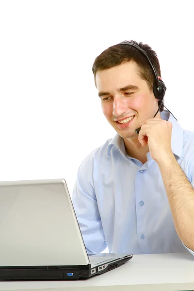 Young customer service guy working — Stock Photo, Image