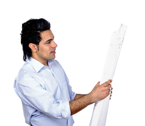 Young architect with a draft — Stock Photo, Image