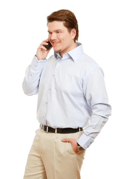 Affärsman med mobiltelefon — Stockfoto