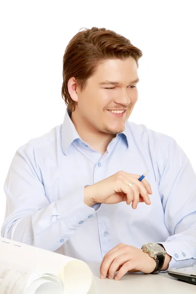 Young architect at his workplace — Stock Photo, Image