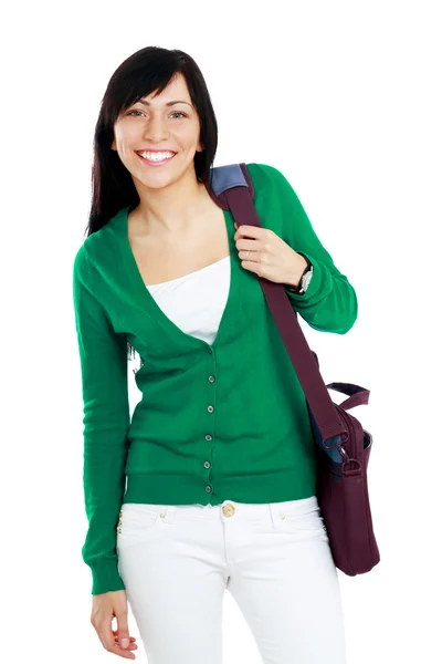 Kvinnlig student med väska — Stockfoto