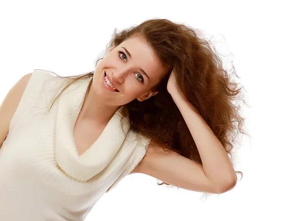 Frau mit lockigem Haar — Stockfoto