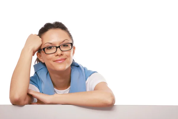 Young woman with a blank — Stock Photo, Image