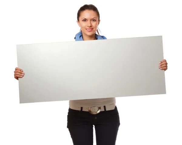 Jeune femme avec un blanc — Photo