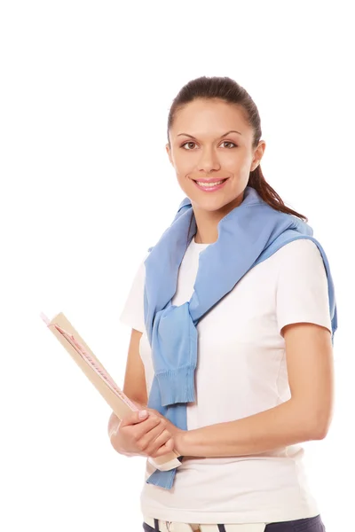 Young teenage girl holding papers — Stock Photo, Image