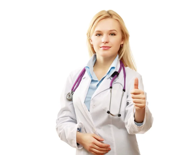 Female doctor showing ok — Stock Photo, Image