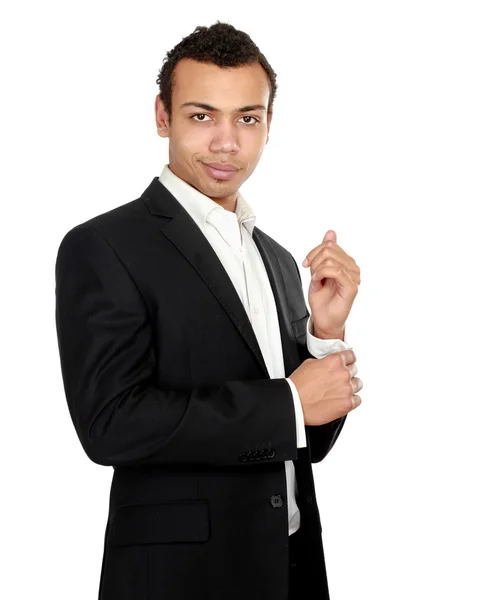 Porträt eines Geschäftsmannes, der isoliert auf weißem Hintergrund steht — Stockfoto