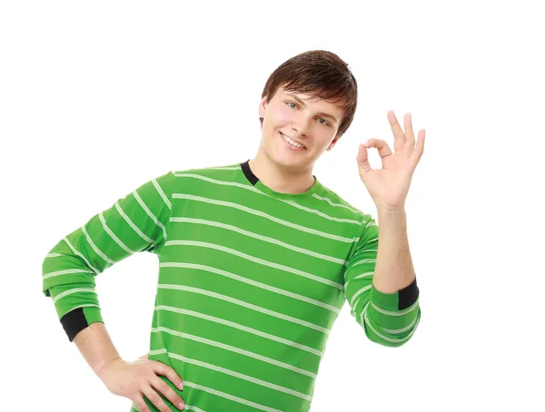 Young guy showing ok — Stock Photo, Image