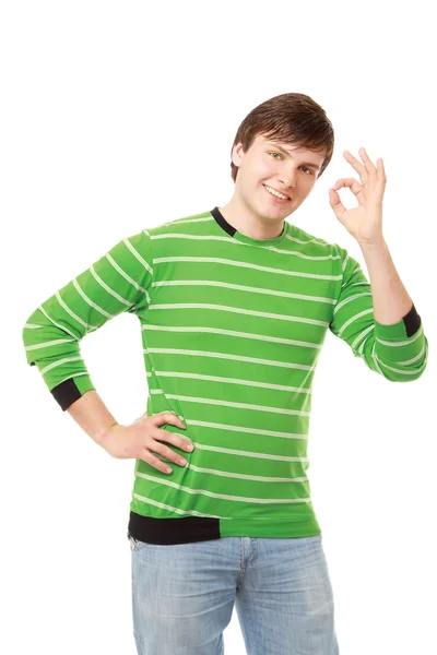 Young guy showing ok — Stock Photo, Image