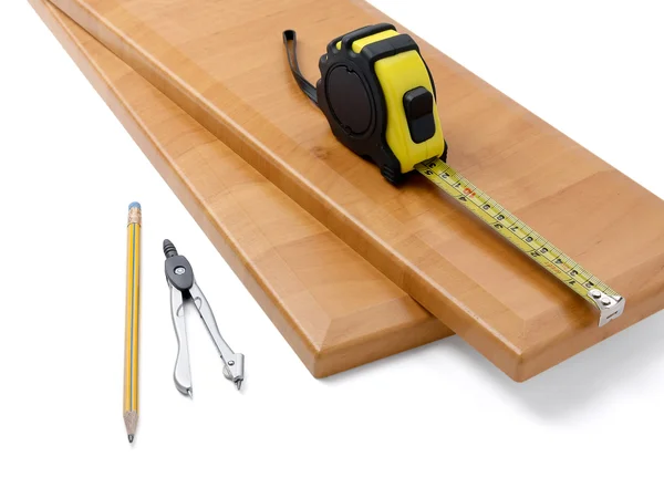 Tablero de madera y herramientas — Foto de Stock