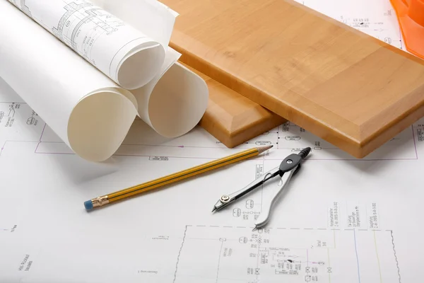 Construction blueprints — Stock Photo, Image