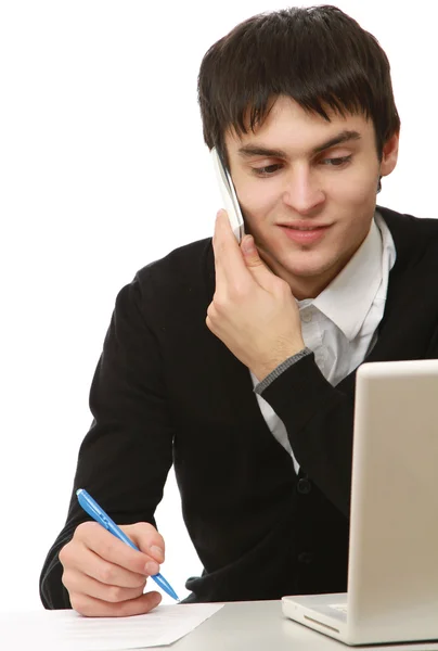 Giovane uomo d'affari che parla al telefono — Foto Stock