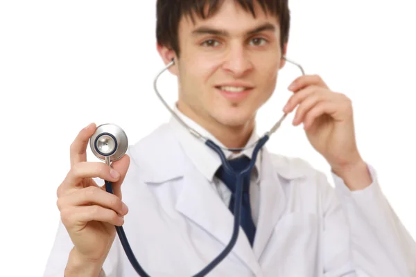 Młody mężczyzna lekarz słucha — Zdjęcie stockowe