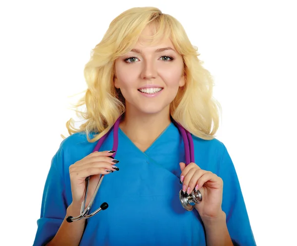 Femme médecin avec stéthoscope — Photo