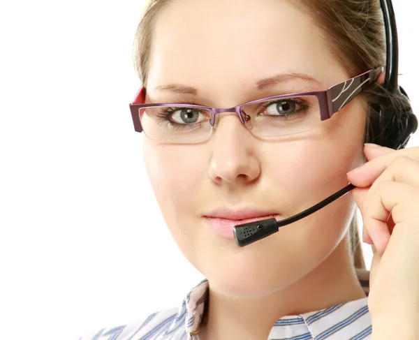 Young woman with a headset — Stock Photo, Image