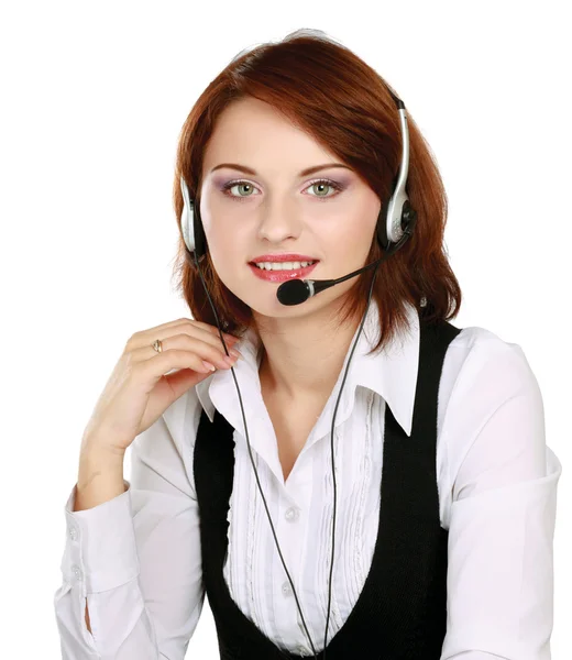 Businesswoman with headset — Stock Photo, Image