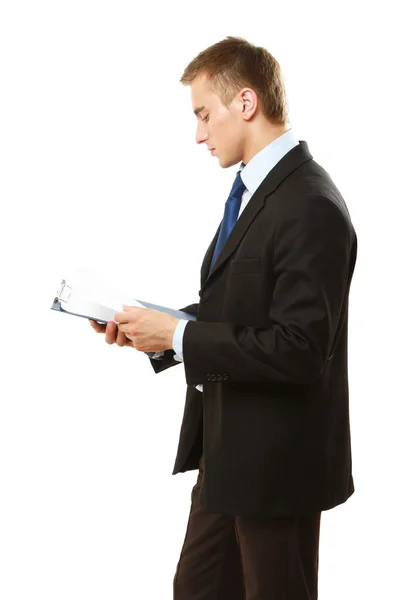 Businessman with a folder standing Royalty Free Stock Images