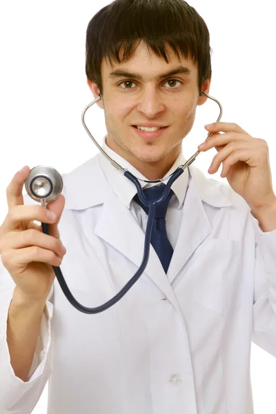 Young male doctor listening Royalty Free Stock Photos