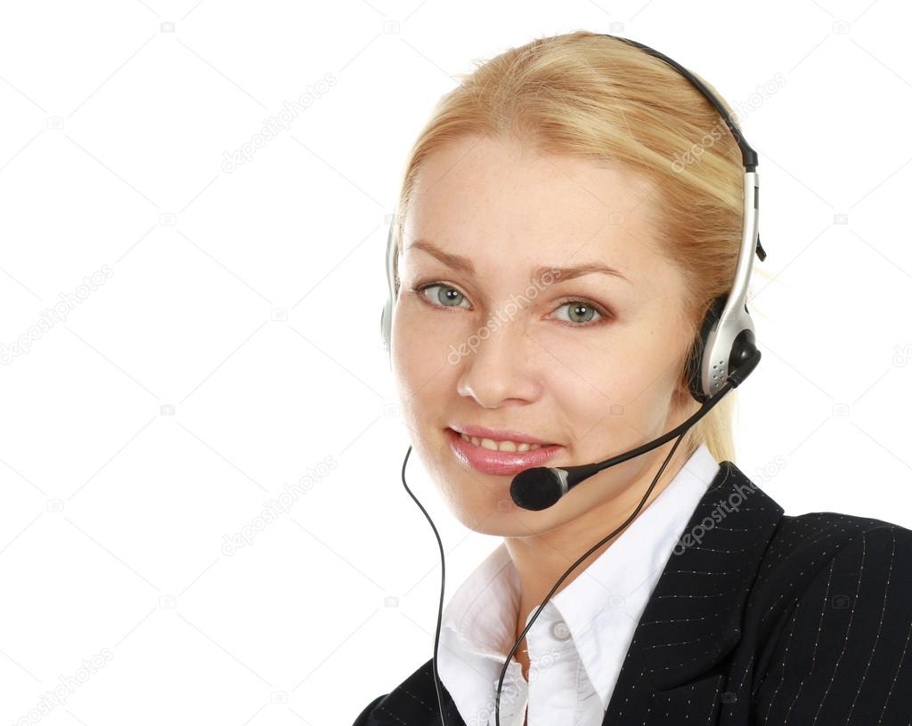 Businesswoman with headset.