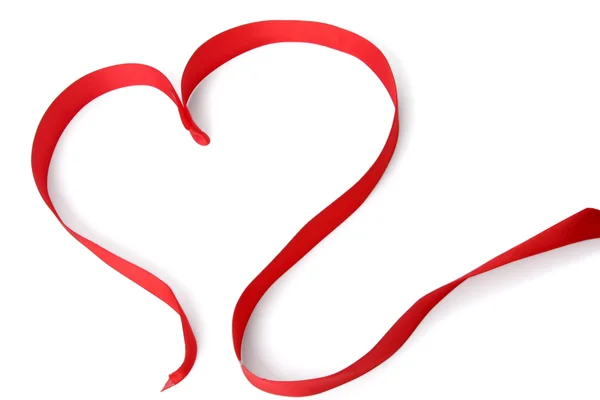 A red ribbon shaping heart — Stock Photo, Image
