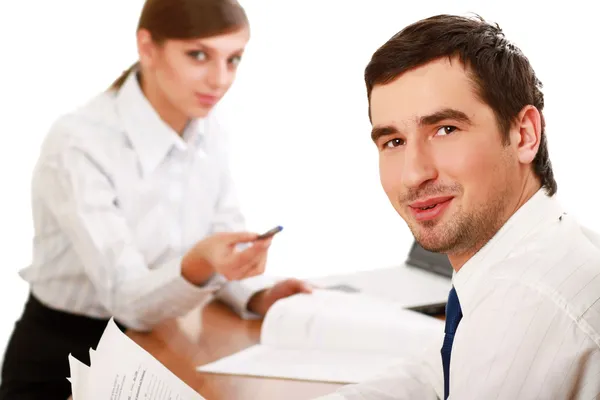 Un grupo empresarial trabajando en la mesa — Foto de Stock