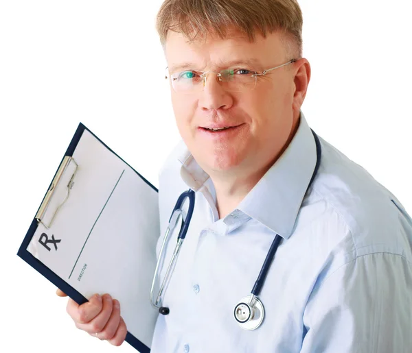 Male doctor standing with folder — Stock Photo, Image