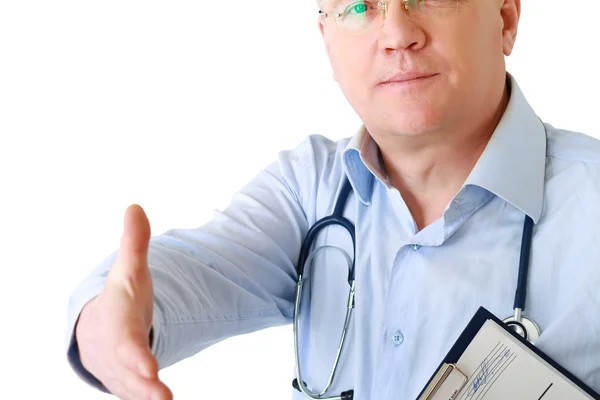 Male doctor standing with folder — Stock Photo, Image