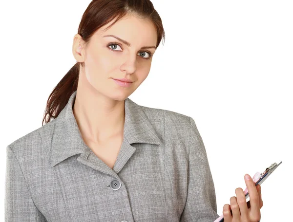 Junge Geschäftsfrau mit Ordner — Stockfoto