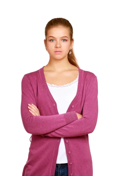 Young woman standing with folded arms — Stock Photo, Image