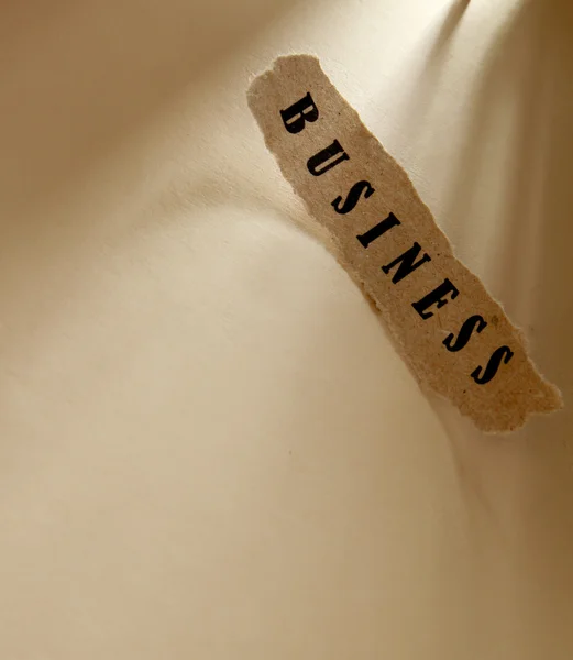 Un negocio de palabras escrito en un trozo de papel roto . — Foto de Stock