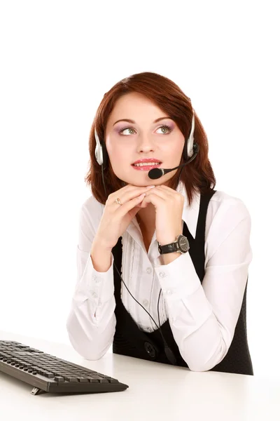 Businesswoman with headset. Call center. — Stock Photo, Image