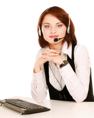 iş kadını ile kulaklık