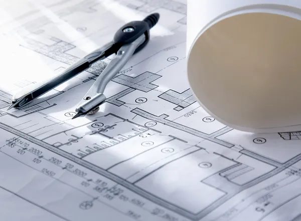 Architecture blueprint & tools — Stock Photo, Image