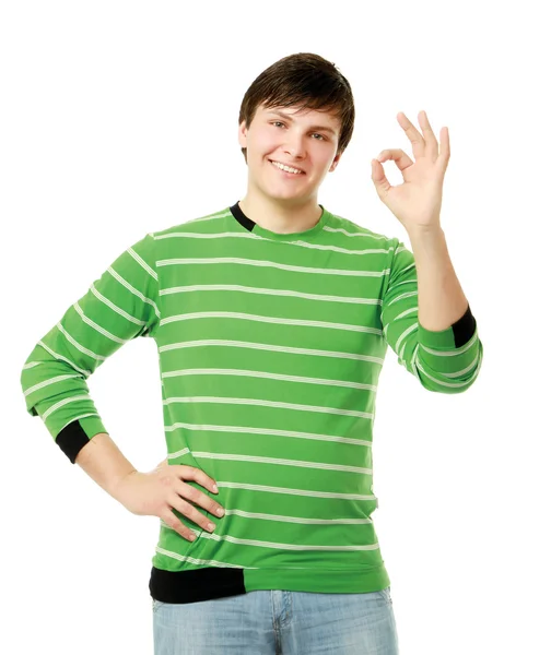 Young guy showing ok — Stock Photo, Image
