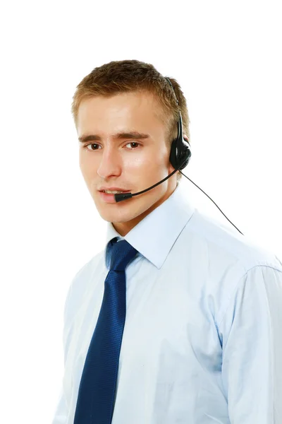 Customer support operator with a headset — Stock Photo, Image