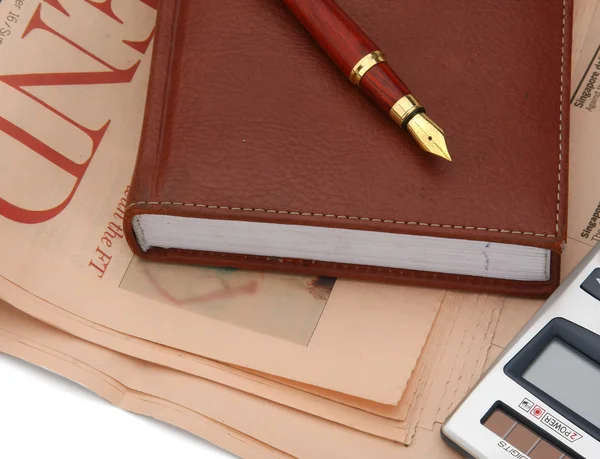A diary and a fountain pen — Stock Photo, Image