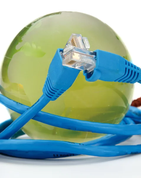 USB cable around globe — Stock Photo, Image