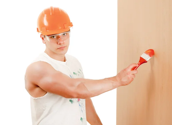 Construction worker on white — Stock Photo, Image