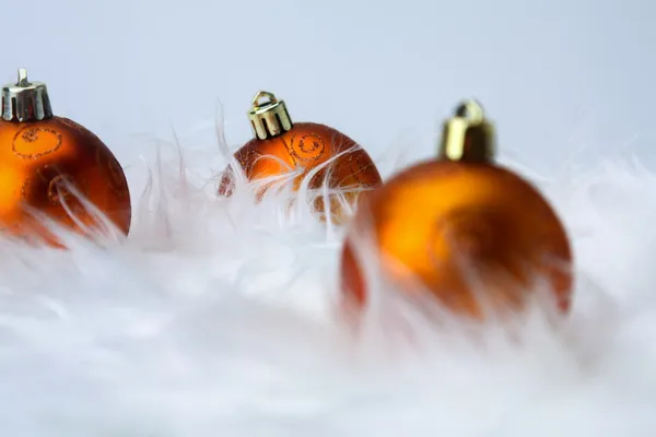Christmas balls on a fur — Stock Photo, Image