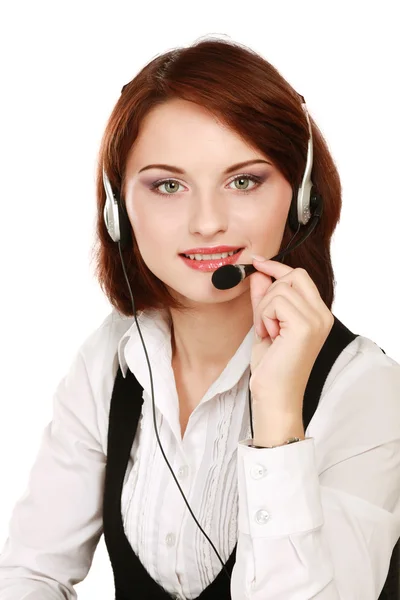 Businesswoman with headset — Stock Photo, Image