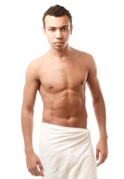 Man covering himself with a towel — Stock Photo, Image