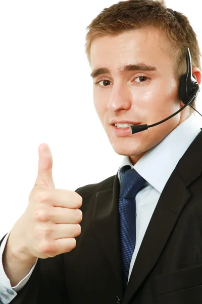Customer service agent showing ok — Stock Photo, Image