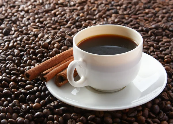 ถั่วกาแฟพร้อมถ้วย — ภาพถ่ายสต็อก