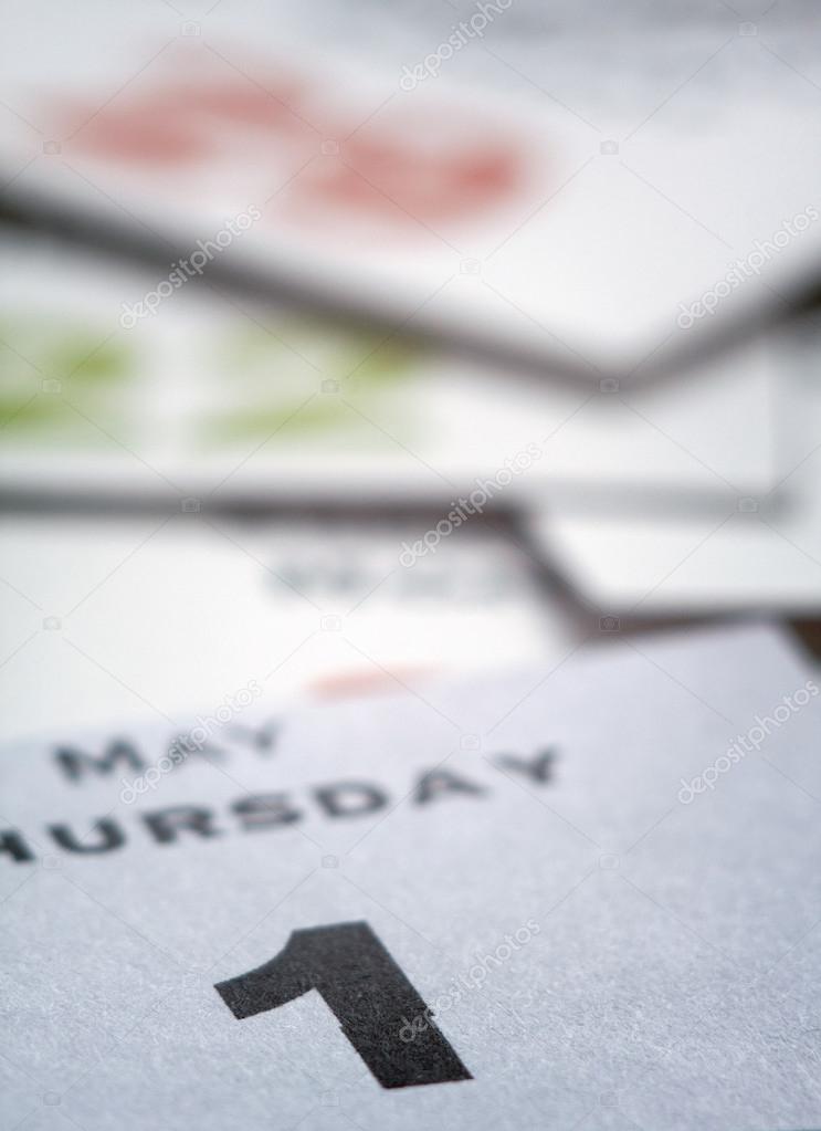 Individual blades of a day calendar.