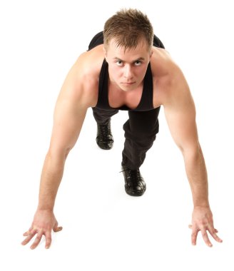 adam başlangıç satırından çalıştırma yarış için hazır