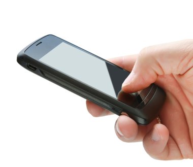 bir cep telefonu olan bir adam