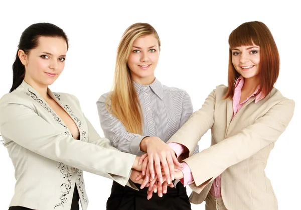 Businessteam putting their hands — Stock Photo, Image