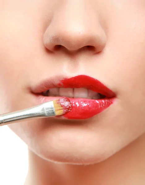 Professionelles Make-up. Lipgloss. — Stockfoto