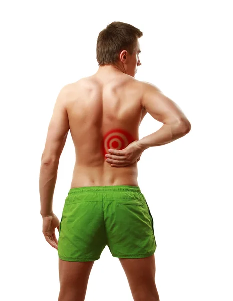 Young man having pain in his back — Stock Photo, Image